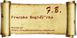 Frecska Boglárka névjegykártya