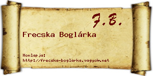 Frecska Boglárka névjegykártya